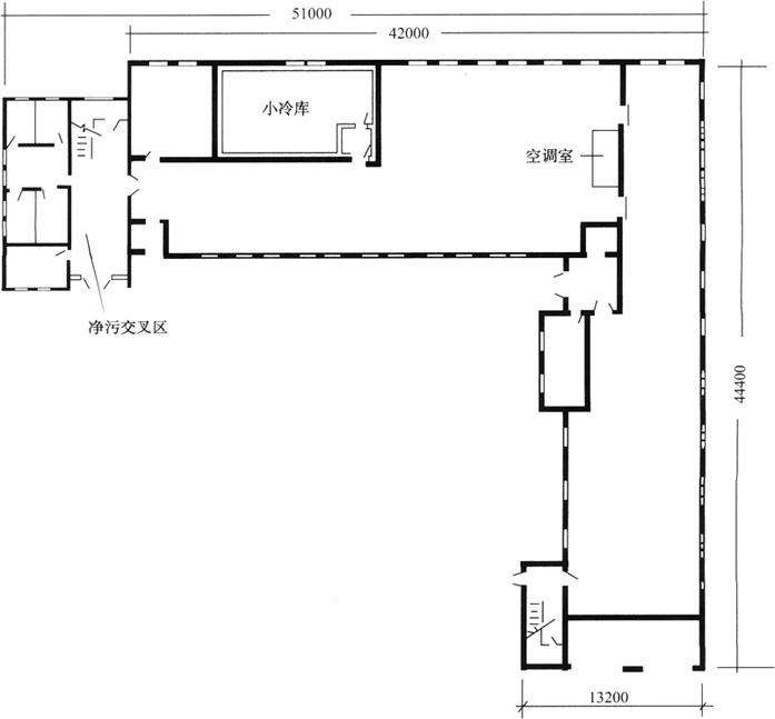 图4-2-7 l型肉制品加工车间总体布局示意图